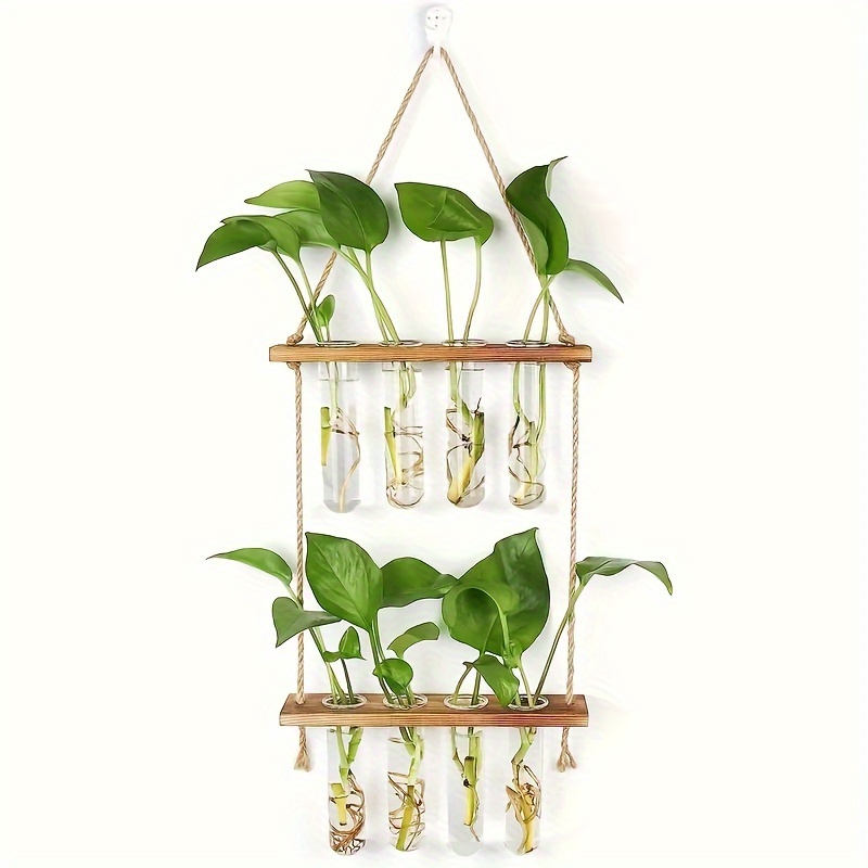 1pc wall mounted propagation station with pet material test tubes 1 2 layer flower pots home office wall container plant hanger vase wall decor hydroponic  