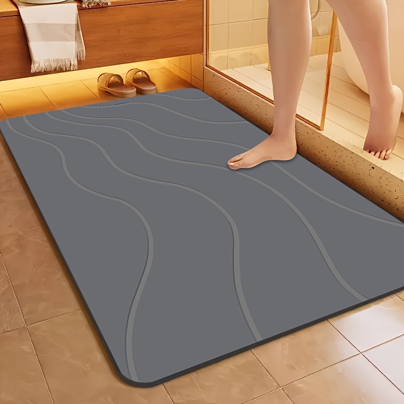 

1pc Quick Dry Geometric-patterned Bathroom Mat, Non-slip Absorbent Mud Floor Rug, Stain Resistant Polyester , Low Pile Machine Made Non-woven Fabric, Backing For Shower & Entryway