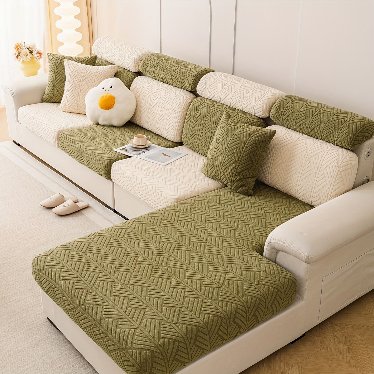 launch 1pc jacquard colorful fleece sofa cover elastic universal stretch sofa cover for   easy to   universal full wrap non slip sofa cover back cover and cushion cover sofa protection cover suitable for offic Product details 2