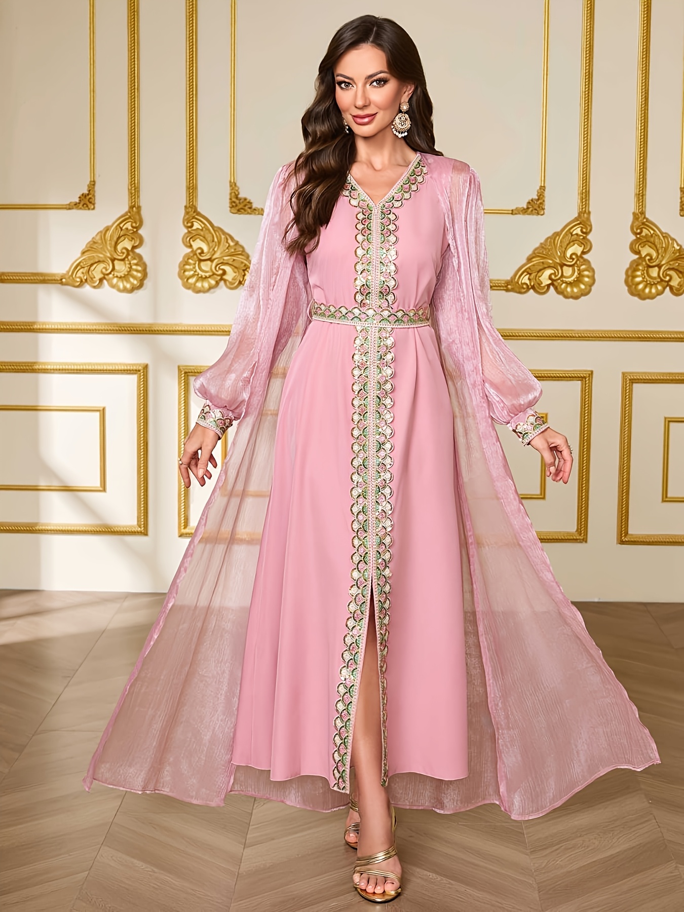 pink moroccan dress Pink Moroccan Kaftan for Women, Bohemian Clothing, Oriental Dress