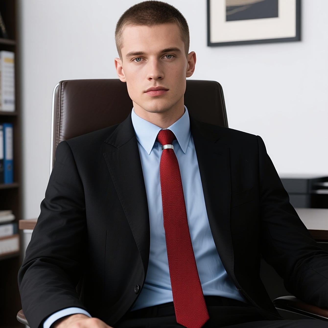 Minimalist Solid Color D-Buckle Tie Clip Set