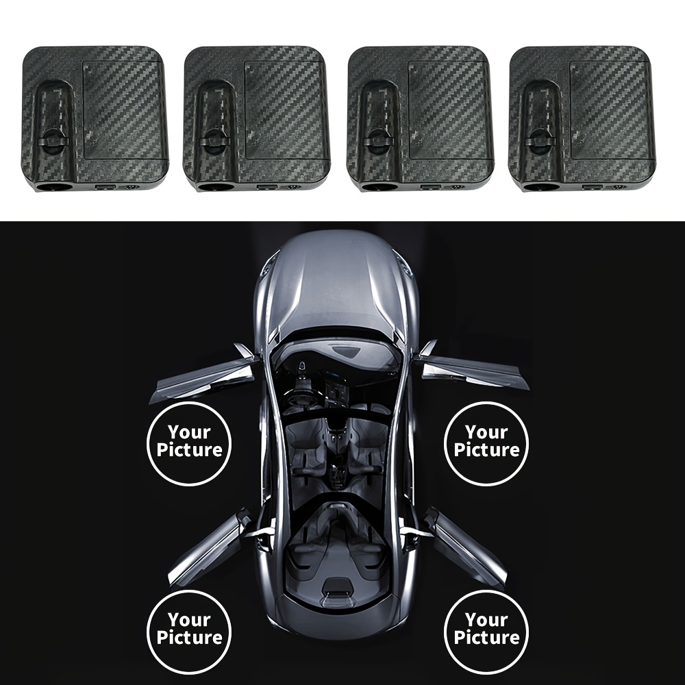 TEMU 4pcs Custom Picture Led Projector Car Door Step Courtesy Welcome Lights Wireless Led Personalized Picture Welcome Lamp Customized Photo Text