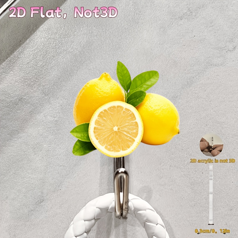 TEMU Gancio a muro a forma di limone, 1 pezzo, installazione senza e senza , per l'arredamento , bagno e soggiorno - Appendiabiti adesivo/incollabile