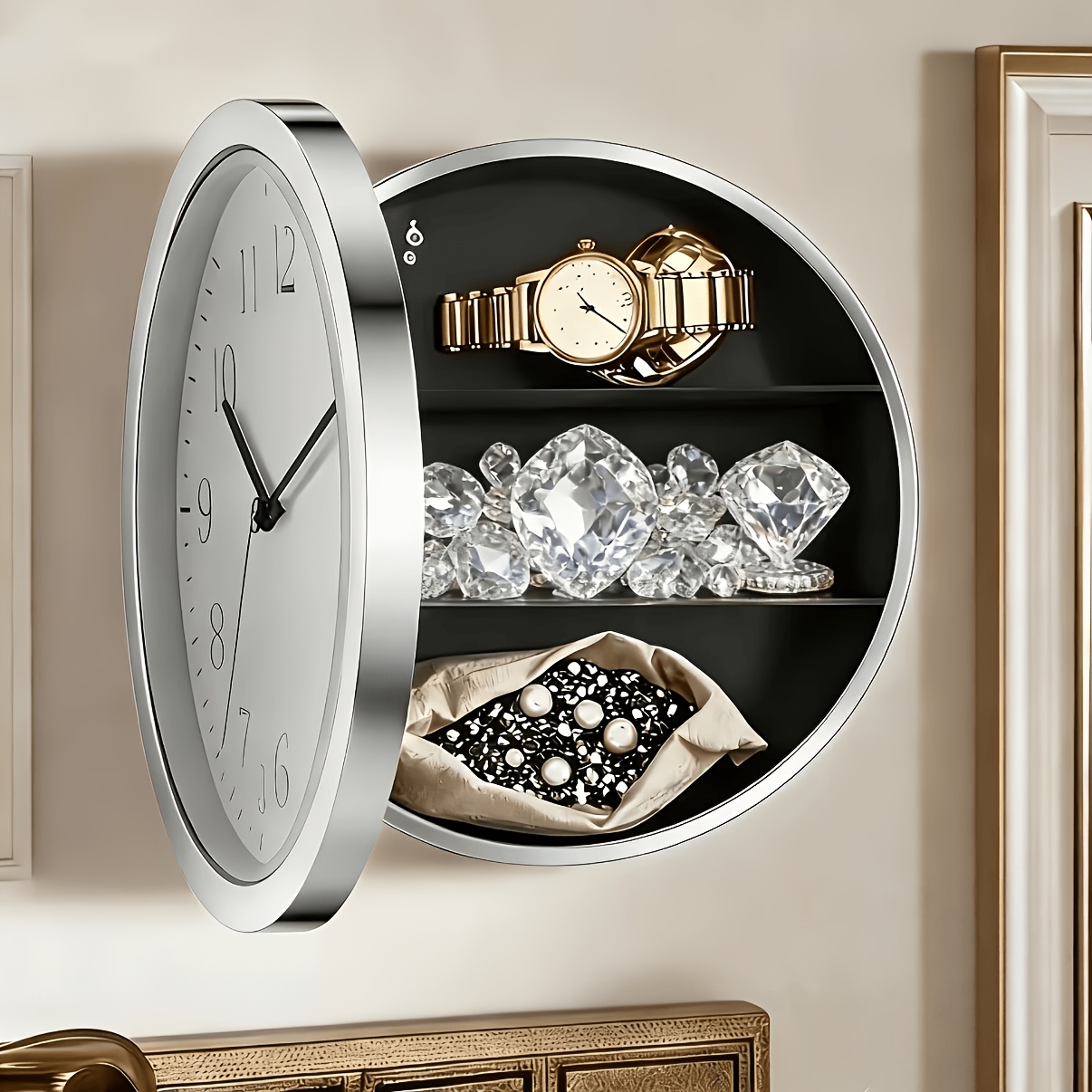 TEMU Multi-functional Secret Coin Safe, Silent Non-ticking Clock, Storage Space For Hiding Cash, Jewelry And Valuable Items, Safe, Home And Office
