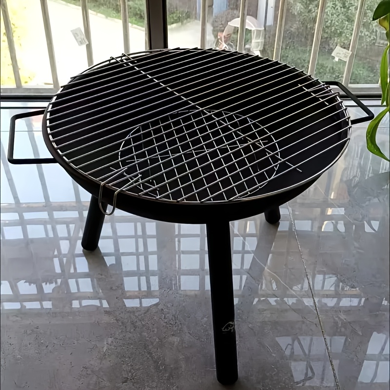 1 Set Foldable Outdoor Camping Fire Pit, Charcoal Stove, Wood-Burning Heater, Portable Design with Carbon Steel Base & Solid Iron Grate, Integrated Handle, Includes Bonus Mesh Net and Fire Hook – Ideal for Camping, Heating, and Multi-Scene Use
