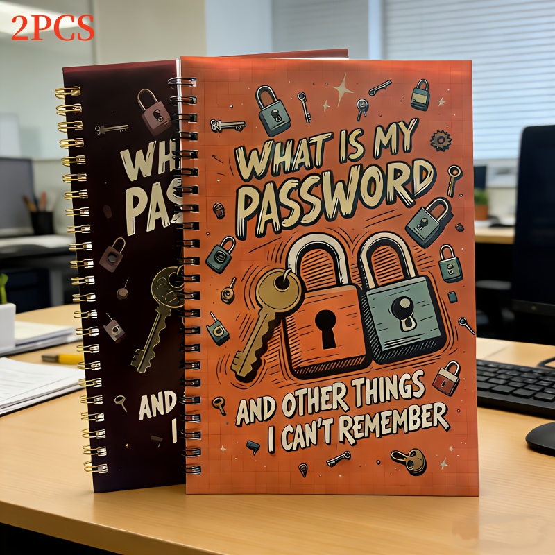TEMU Set Of 2 Colorful Spiral Notebooks Designed For Storing Internet And Computer Login Details, Including Websites, Usernames, And , Perfect For