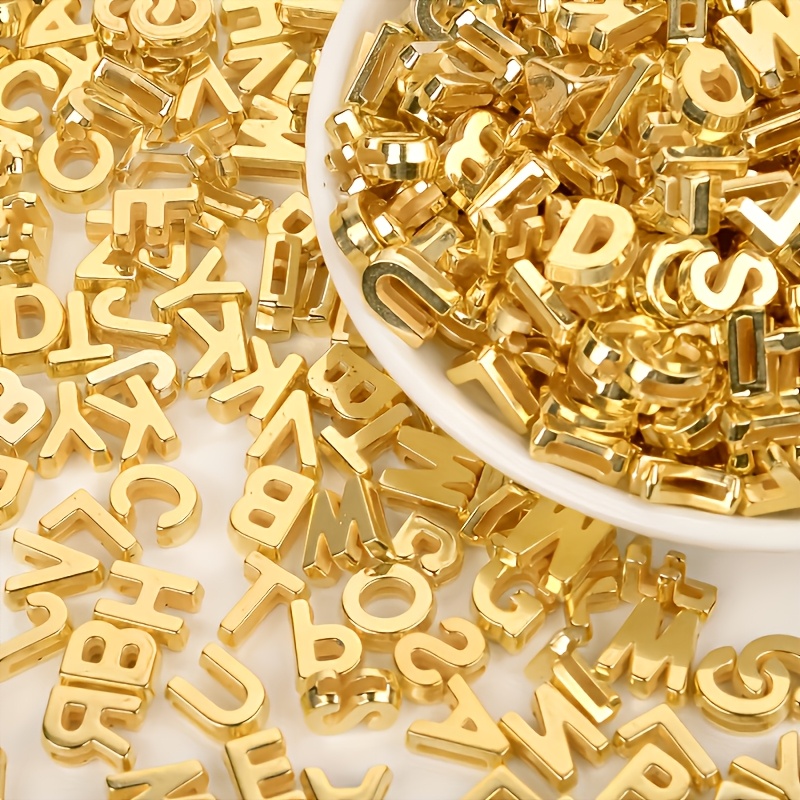 TEMU 188pcs Qywctz A-z Alphabet Beads - Shiny Golden Suitable For Party Letters, Diy Crafts, Numbered Beads Compatible For Making, Christmas &