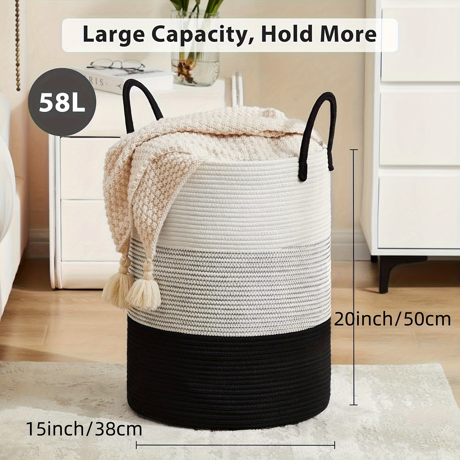 Cotton Rope Laundry Hamper 58L - online Woven