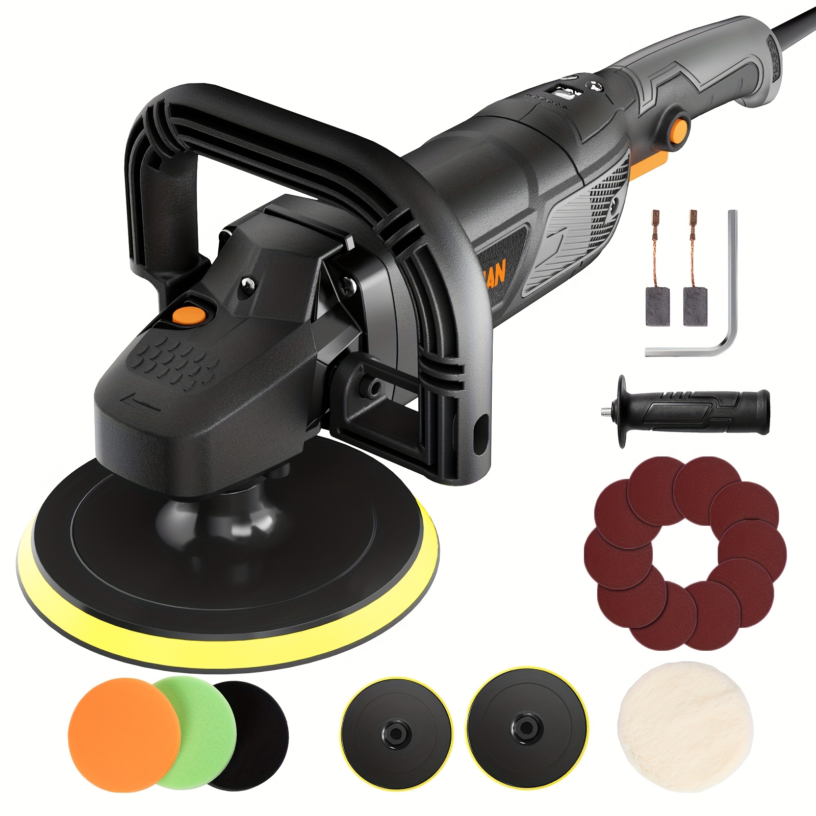pls03a buffer polisher 6 inch 7 inch 1500w   polisher 6   600 3000 rpm     function multiple pads detachable handle polisher for car detailing without battery