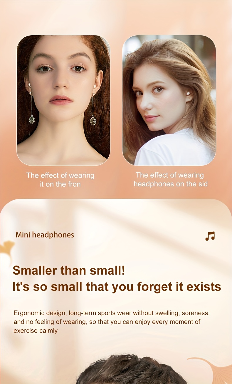 Invisible Sleeping Headphones - Ultra Small Mini In Ear Sports 6.0 Bluetooth Wireless Earphones, 6D Bass Sound Effect HIFI Music Earbuds, Low Latency, Dual Noise Reduction, And Sleep/Game Mode, Surprise Gifts for Couples, Students, And Adults