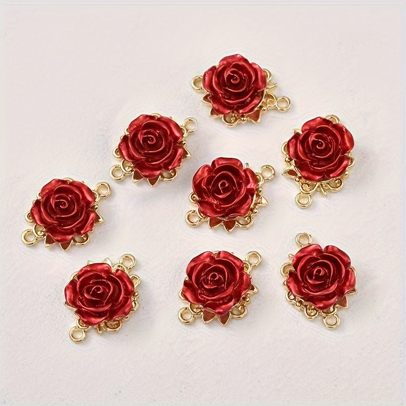 

8pcs Vibrant Charms With Golden , Resin Flower Connectors For Making - Ideal For Necklaces, Earrings & Keychains, Charms For Jewelry Making