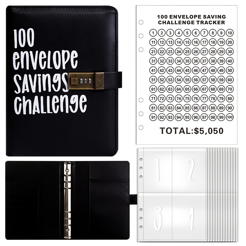TEMU 1pc 100-day Savings Plan Challenge With Password Lock, Couple Savings Challenge Envelope, Money-saving Notebook, Savings Booklet