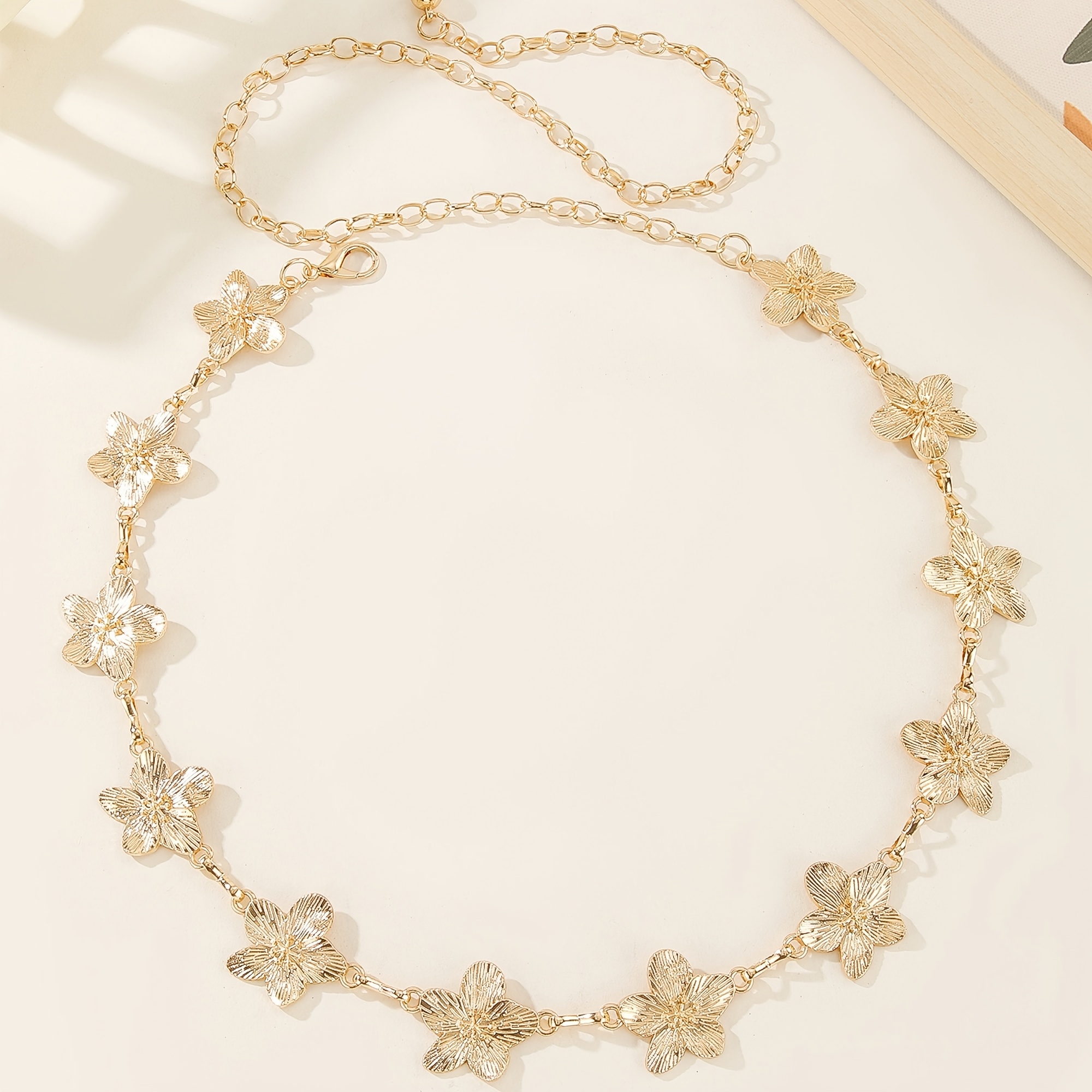 1pc womens golden metal floral waist chain bohemian flower  display picture 3