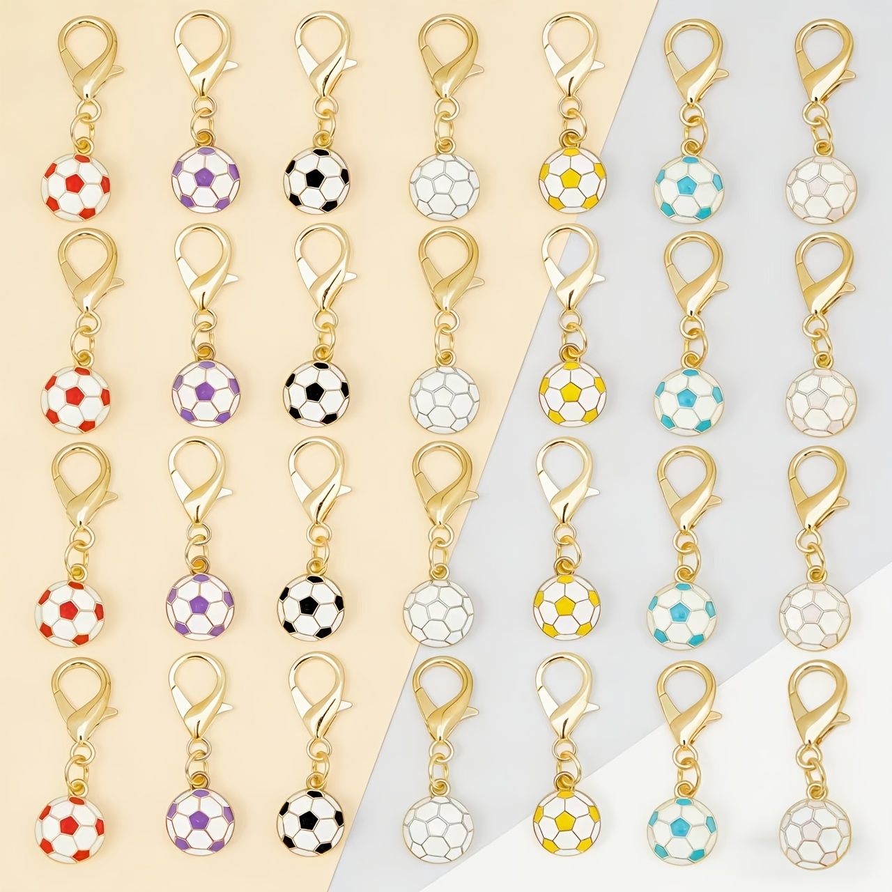 TEMU 28 portachiavi colorati a tema calcio - Ciondoli multicolore casual per scarpe, portachiavi e resistenti, un must-have per i fan , regalo a tema