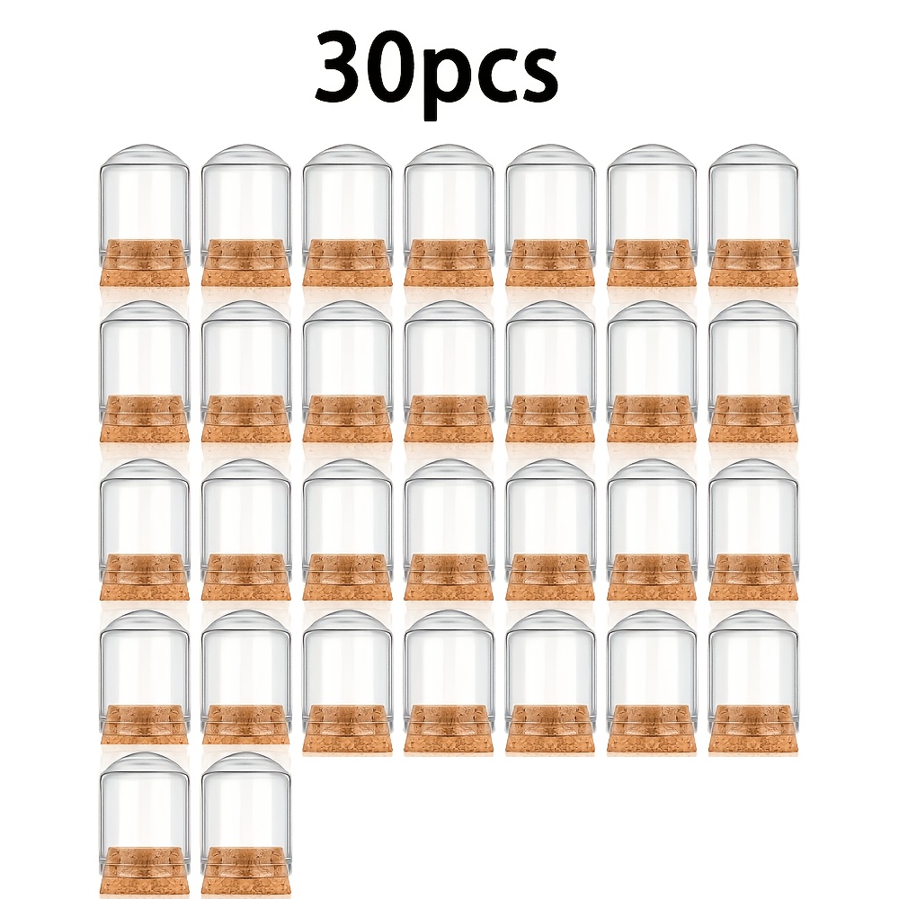Image of 30pcs Cloche Bell Jar Cloche Glass Dome With Cork Lids Mini Glass Bottles Decorative Jars Display Case For Flower Storage Home Christmas Party Favor Decor