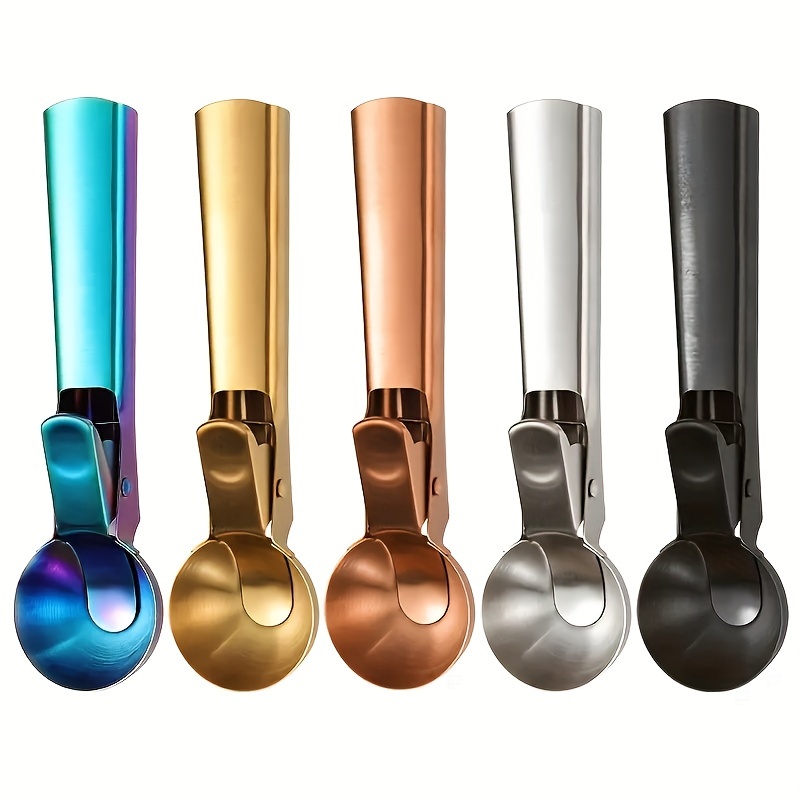 

1pc Stainless Steel Ice Cream Spoon Multifunctional Ice Ball Scooper Spoon Dessert Household Watermelon Fruit Spoon Durable Ice Cream Spoon For Perfectly Scooped Ice Balls And Desserts