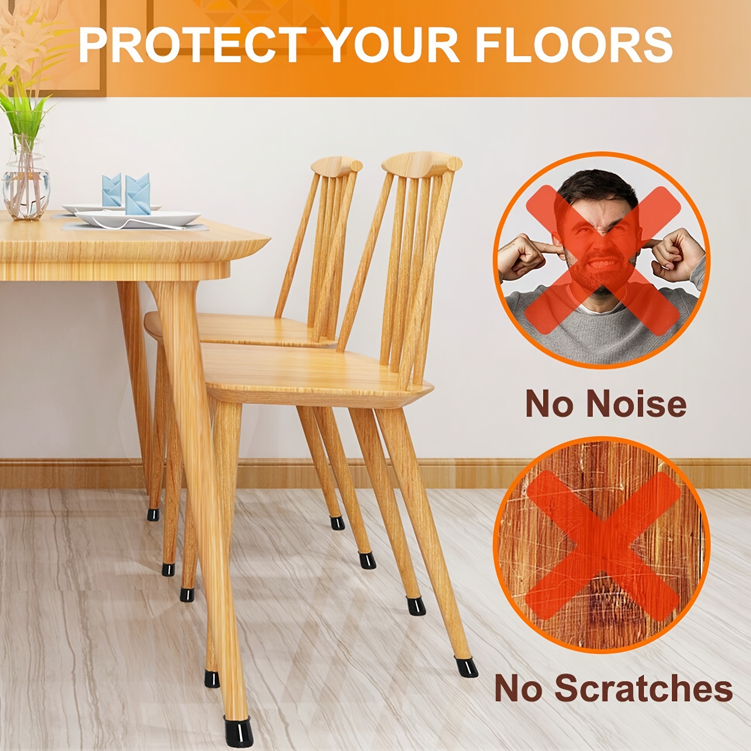 16pcs Chair Leg Floor Protectors, Furniture Pads for Hardwood Floors,  Furniture Sliders for Chair Legs, Rectangle Floor Protectors for Chairs,  Chair L