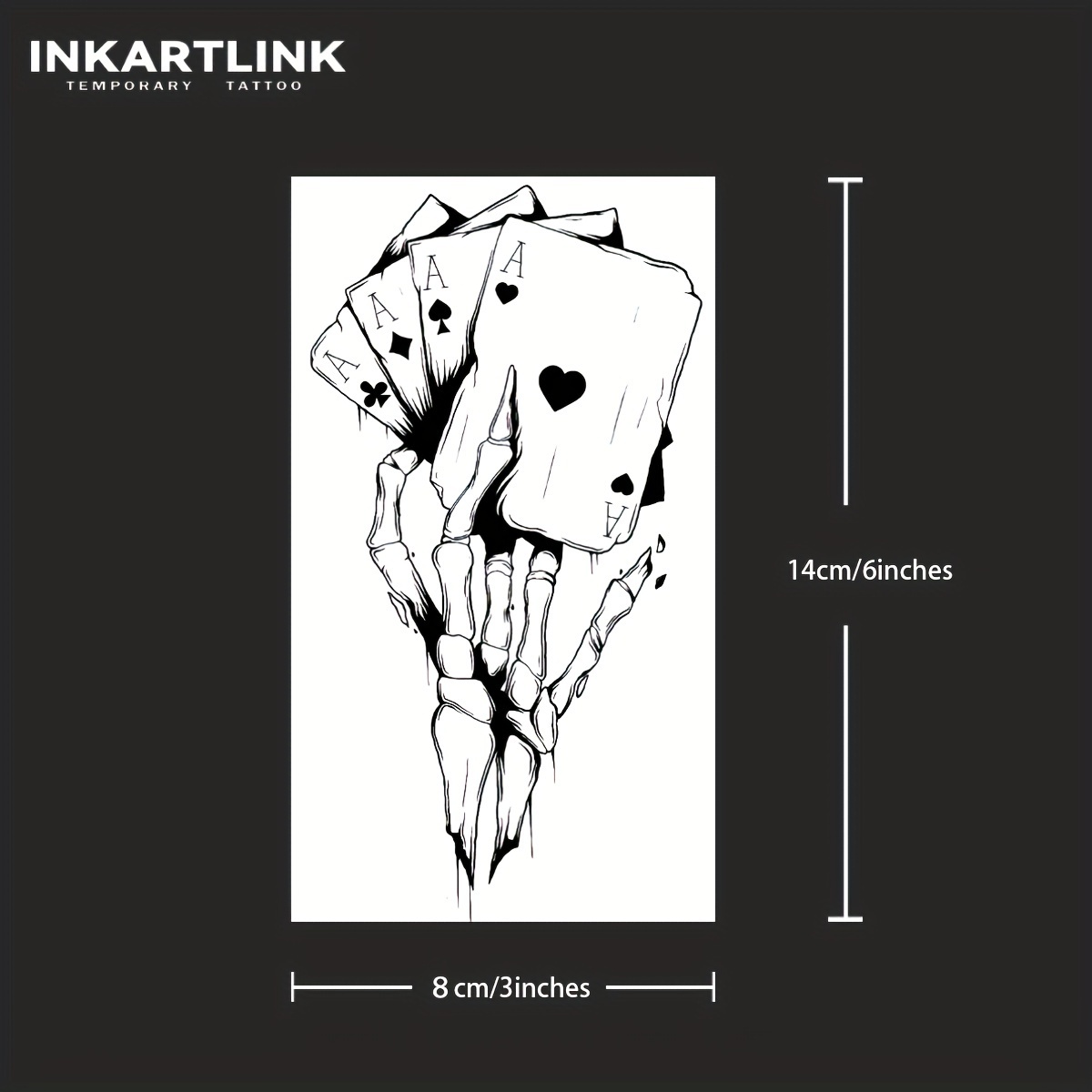 Image of 8x14cm 1 Sheet Illustration Style Poker Card Herbal Juice Tattoo Sticker, , 15-day Tattoo, Semi-permanent Tattoo, Realistic Fake Tattoo, Lasts 1-2 Weeks, Abstract, New Traditional, Illustration Style