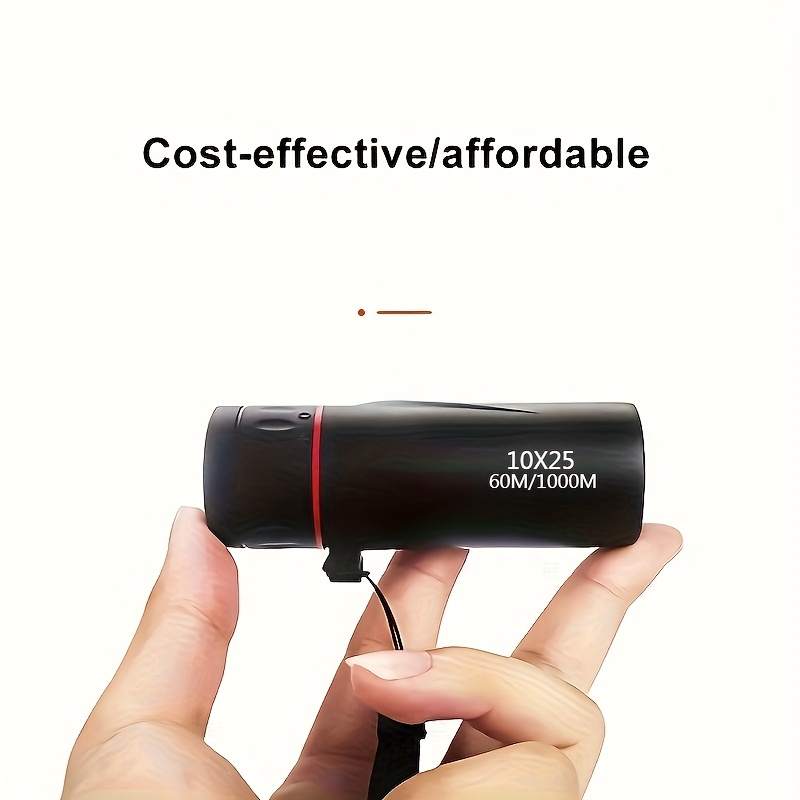 TEMU Compact Monocular Telescope - 10x25 Magnification & Lens, Lightweight Pocket Telescope With Non-slip Grip, For Bird Watching, Hunting, , Sports,