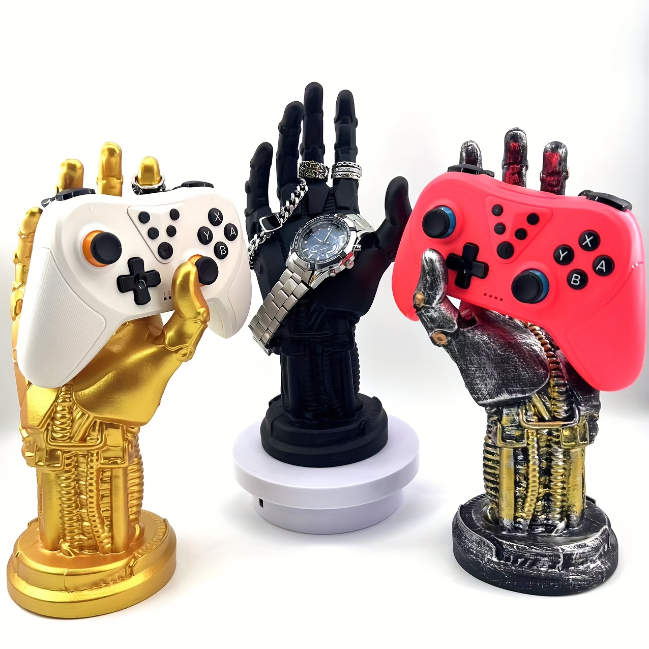 unique   cyberpunk mechanical   statue advanced     game controller holder watch storage ring storage bracelet storage jewelry storage rack headset holder desktop decoration perfect gift for game loving players and men suitable for valentines day fathers day christmas wedding anniversary thanksgiving and other occasions details 0