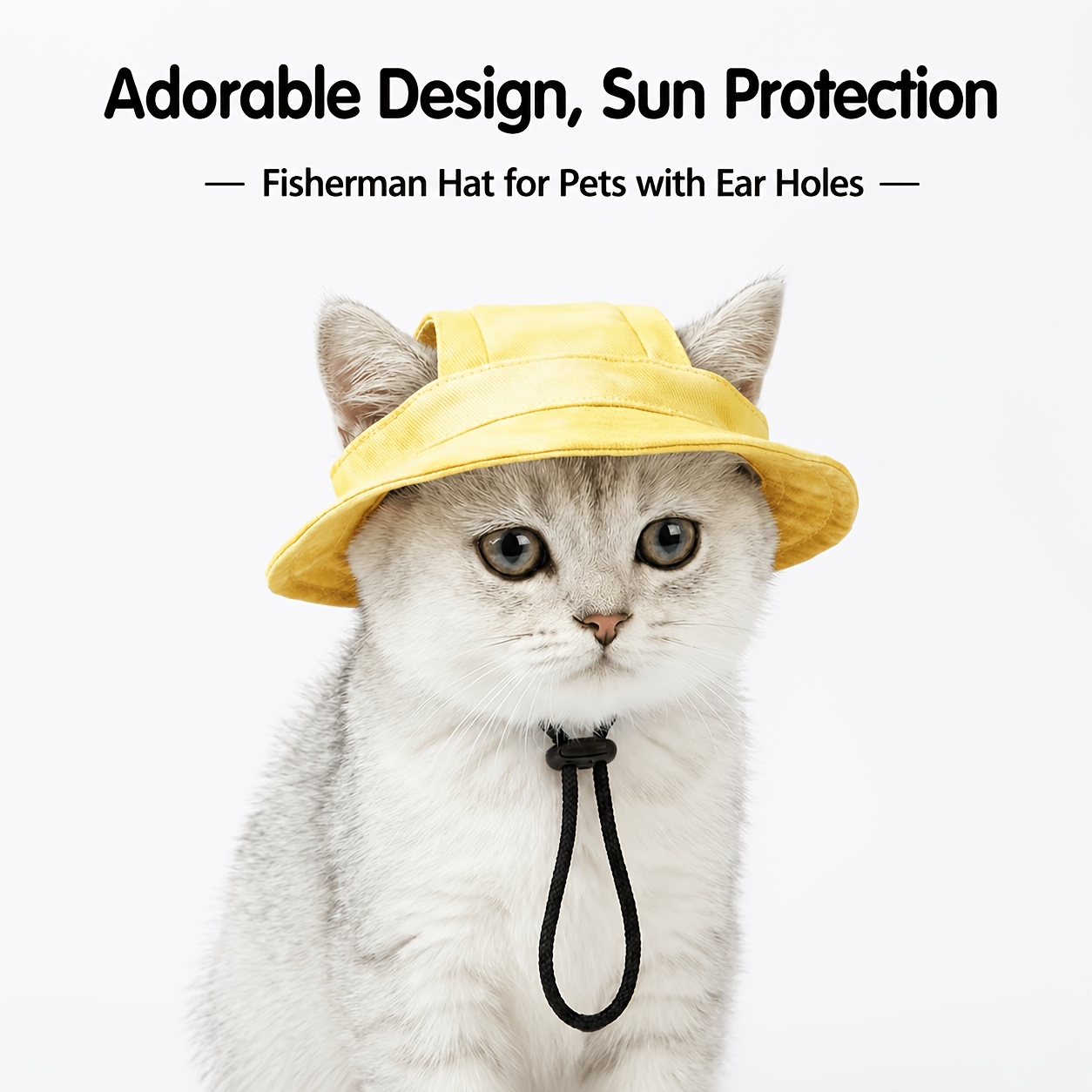   anti choking hat with adjustable strap ear exposing design fishermans cap pet headwear sun protection hat for summer Product details 4