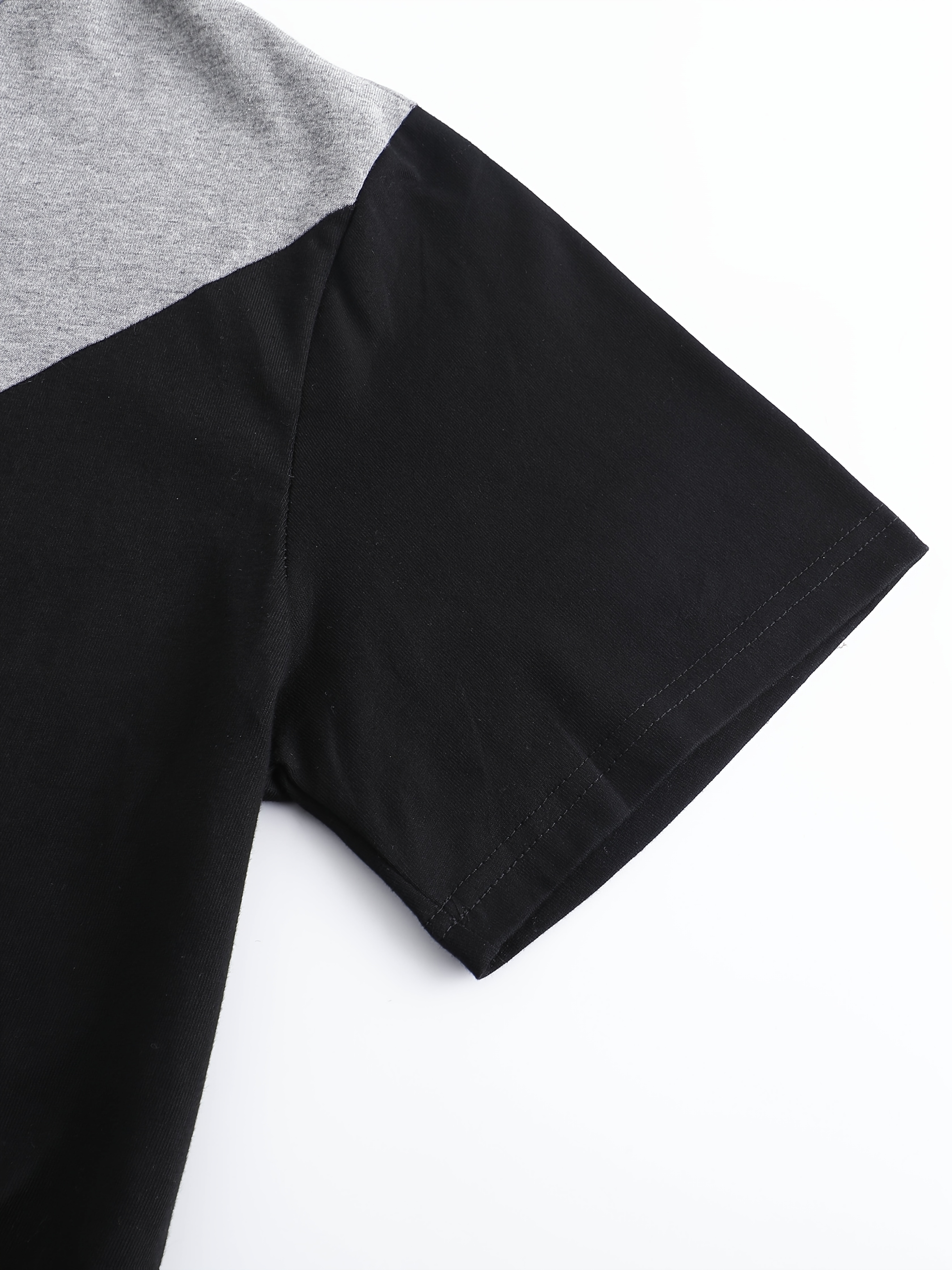 Men's Spring/Summer Casual Sports Hooded Short Sleeve T-shirt + Shorts Set Three-Color Contrast Design Outdoor Sportswear