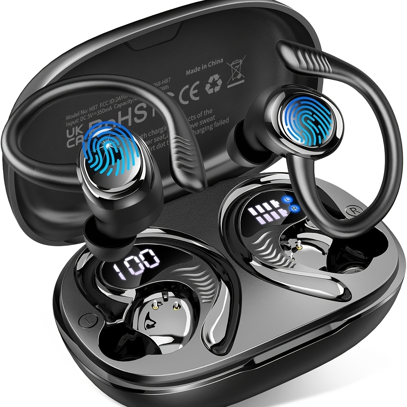 Wireless Sports Earphones, Wireless 5.4 Earphones With 4 Enc Microphones, 50-hour Stereo Wireless Earphones With Noise Reduction, Led Display Screen, Wireless Earphones For Running/gym
