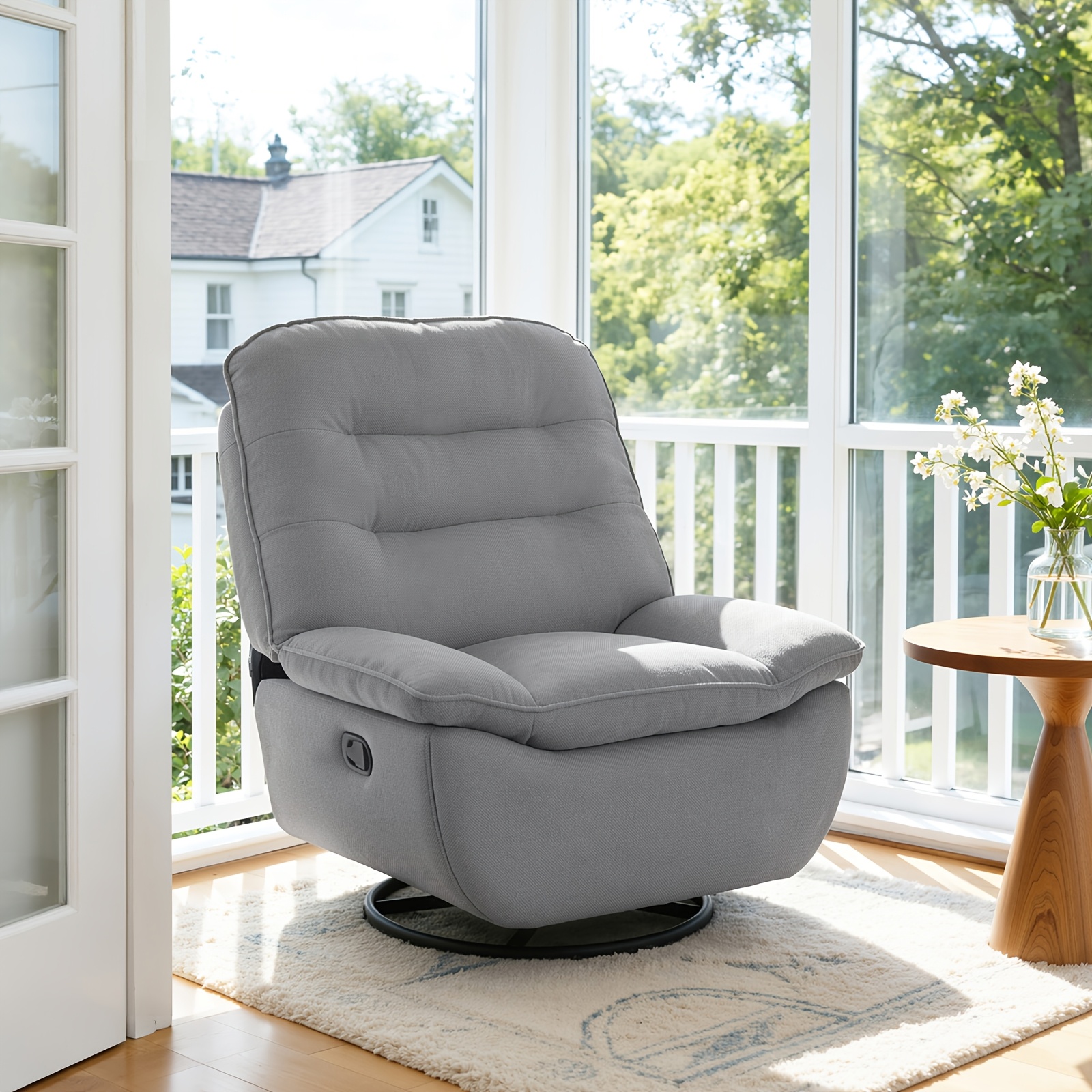Relaxation Chair Tv Chair Swivel Reclining Armchair With Reclining Function Foldable Footrest Side Compartment 95cm Wide Seat Thickened Backrest Ergonomic Lounge Chair For Living Room & Bedroom