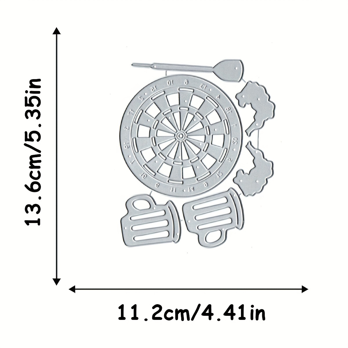 Image of Dart Board & Beer Mugs Metal Cutting Dies - Diy Scrapbooking Stencil Set For Creative Card Making, , Paper Crafts - Versatile And Durable Crafting Templates For
