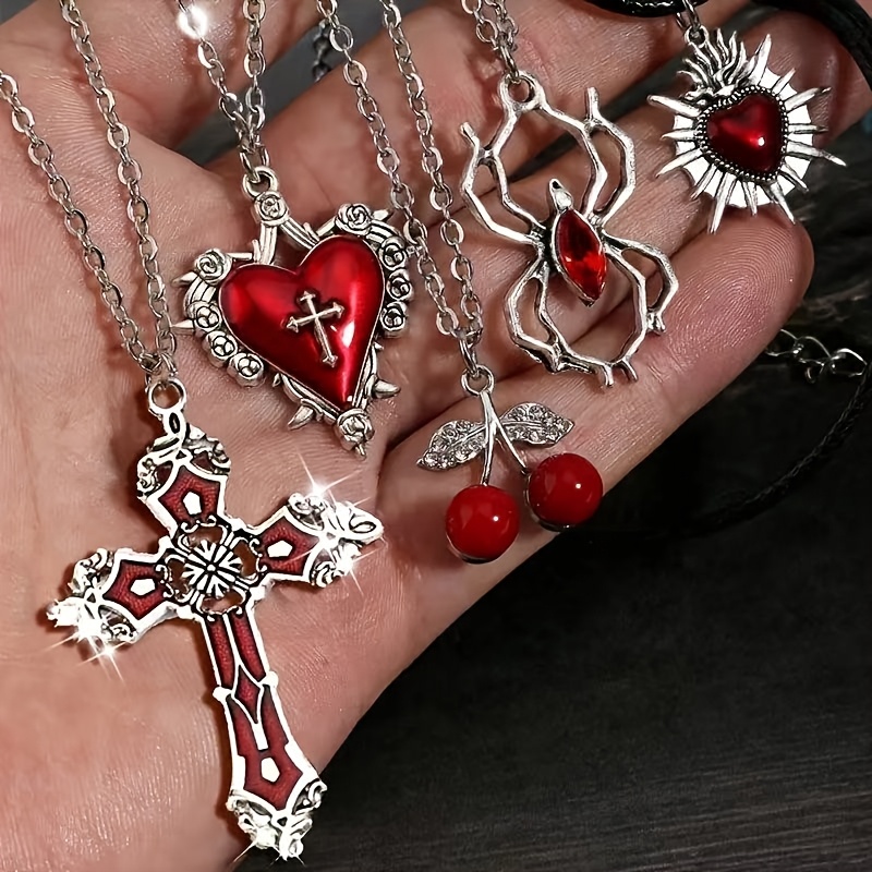 5pc Gothic Vintage Bohemian Pendant Necklace Set