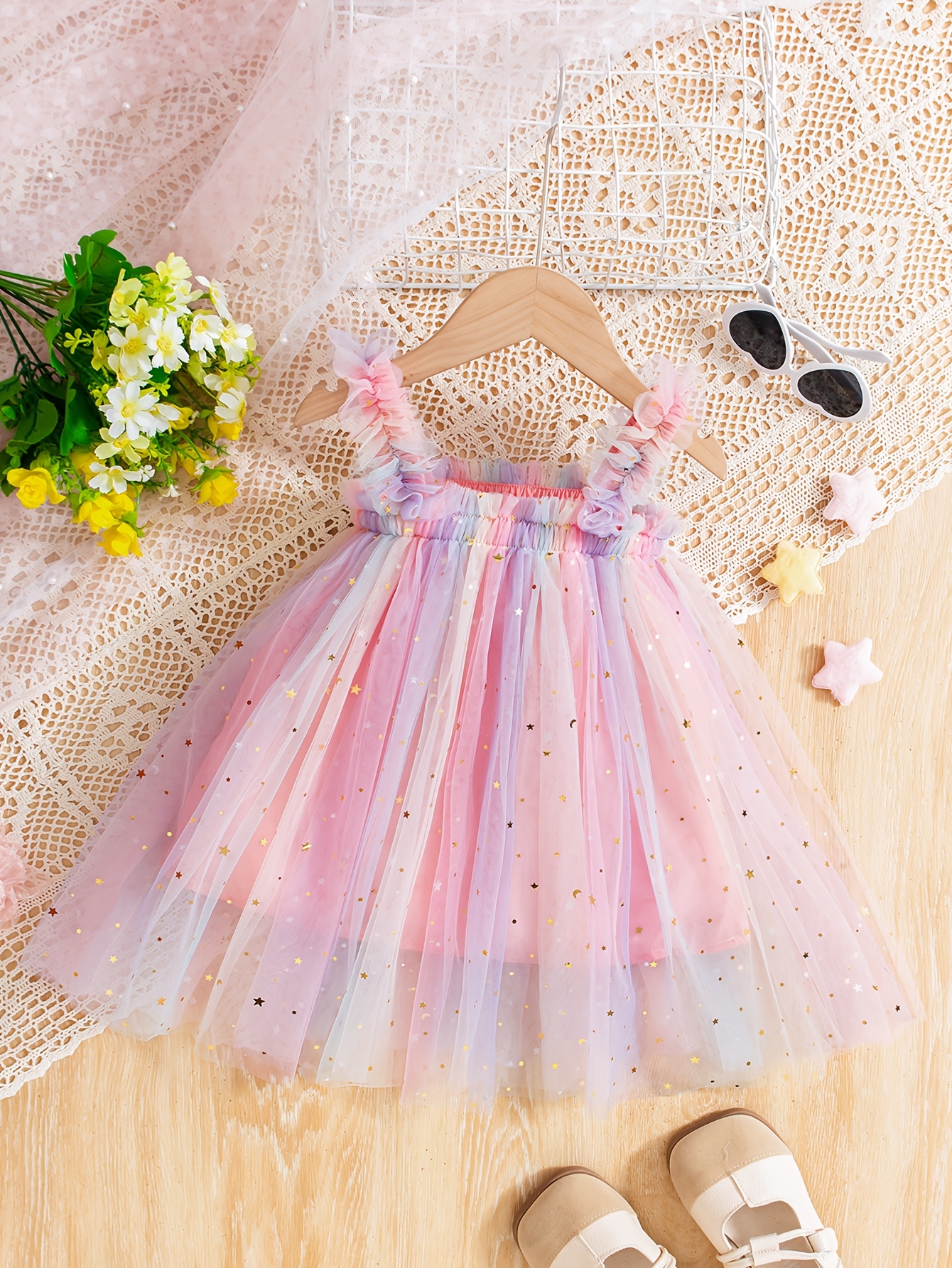 girls sparkling rainbow tutu dress layers Temu
