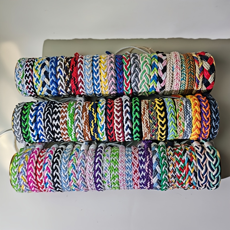 E-shop 24 Stück Multicolor Vintage Easy Dopamin Wachs Seil Stück Geflochtene Armbänder (Zufällige Farben)
