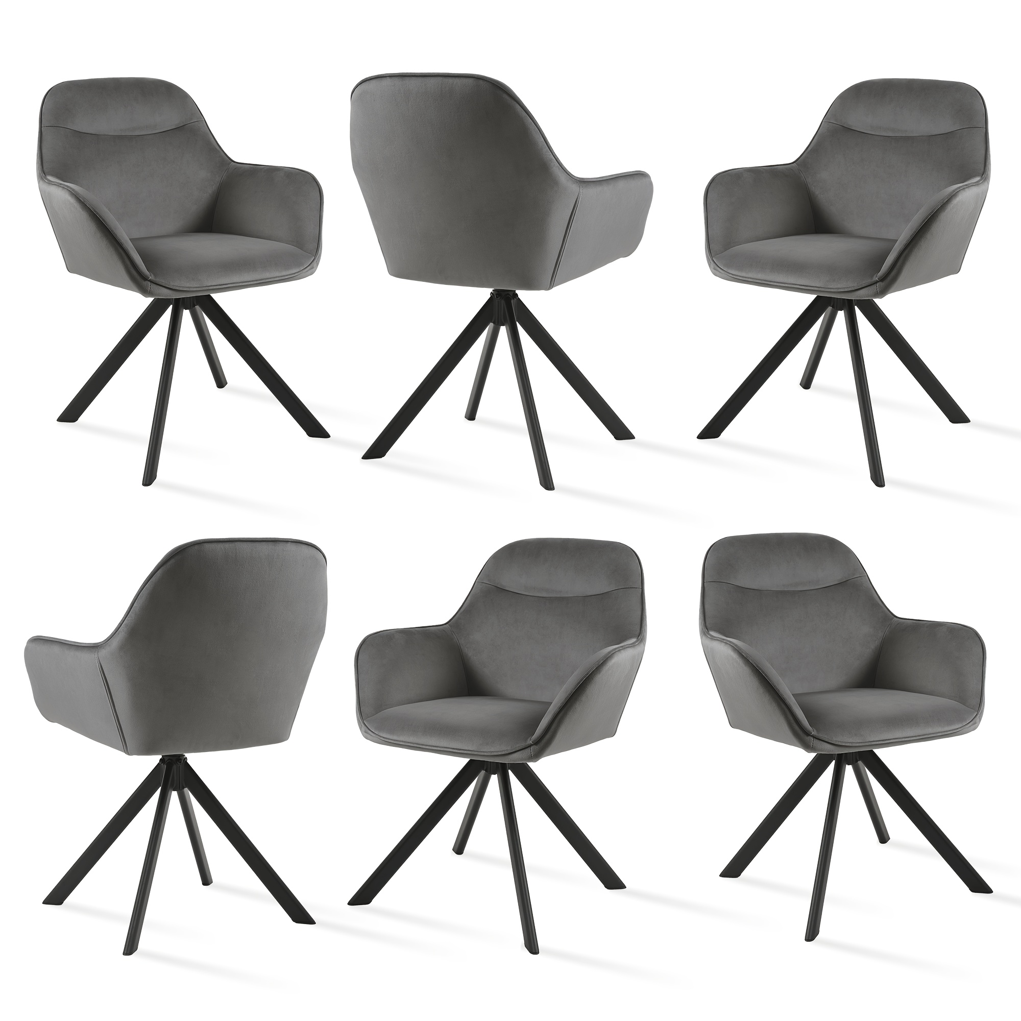 Elegant, Contemporary, 360-degree Swivel, Cushioned Dining Chairs With Thick Seats, Designed Ergonomically For Families, Cafes, And Restaurants - 2 Sets/ 4 Sets/ 6 Sets
