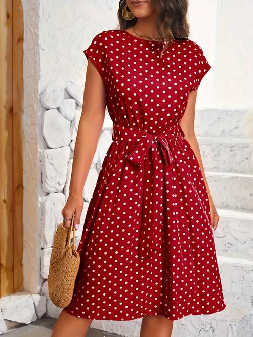 polka dot pleated dress
