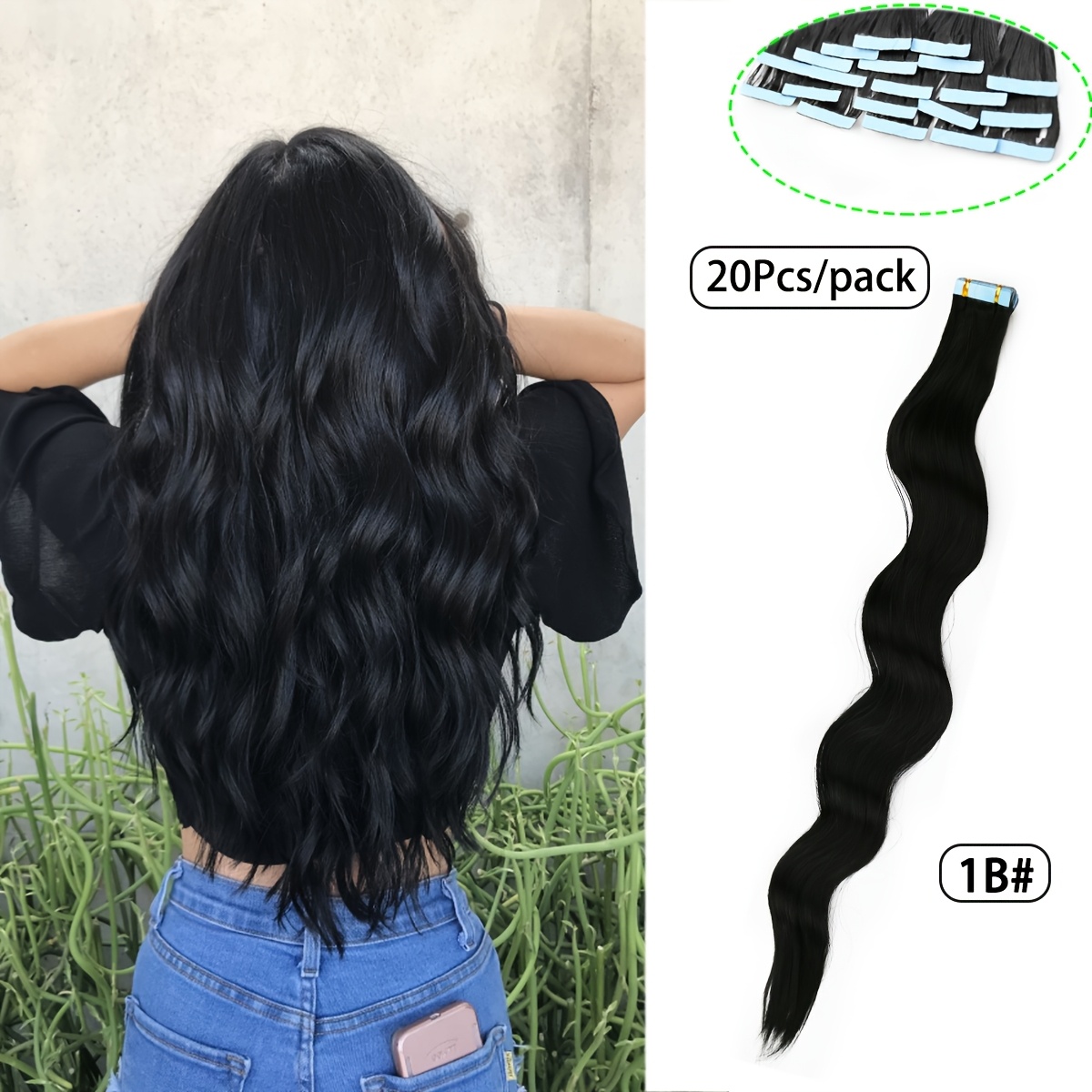20pcs womens tape in hair extensions 24 inch body wave high  display picture 1