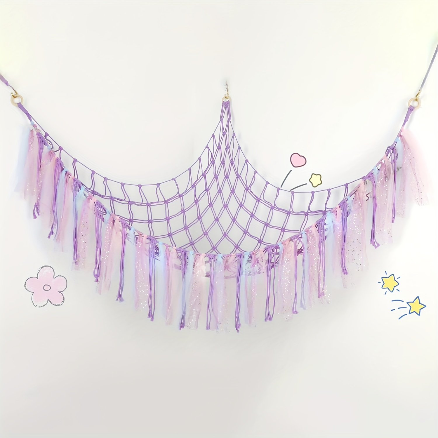 Image of For Plush Animal Net Or Hammock, 59 Inch For Plush Animal Hammock Net For Plush Hanging For Plush Animal Storage For Plush Animal Stand For Nursery, Bedroom (purple)
