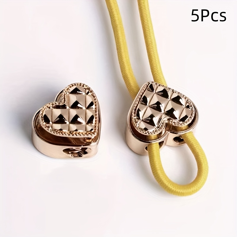 Image of 5pcs Metal Heart-shaped Spring Hoodie Elastic Adjustment Drawstring Pig Nose
