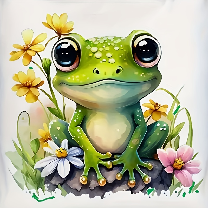 

1pc 7.9*7.9inch 5d Diy Diamond Art Painting, Flower With Frog Animal, Full Diamond, Diamond Art Painting, Embroidery Kits, Handmade Home Decor