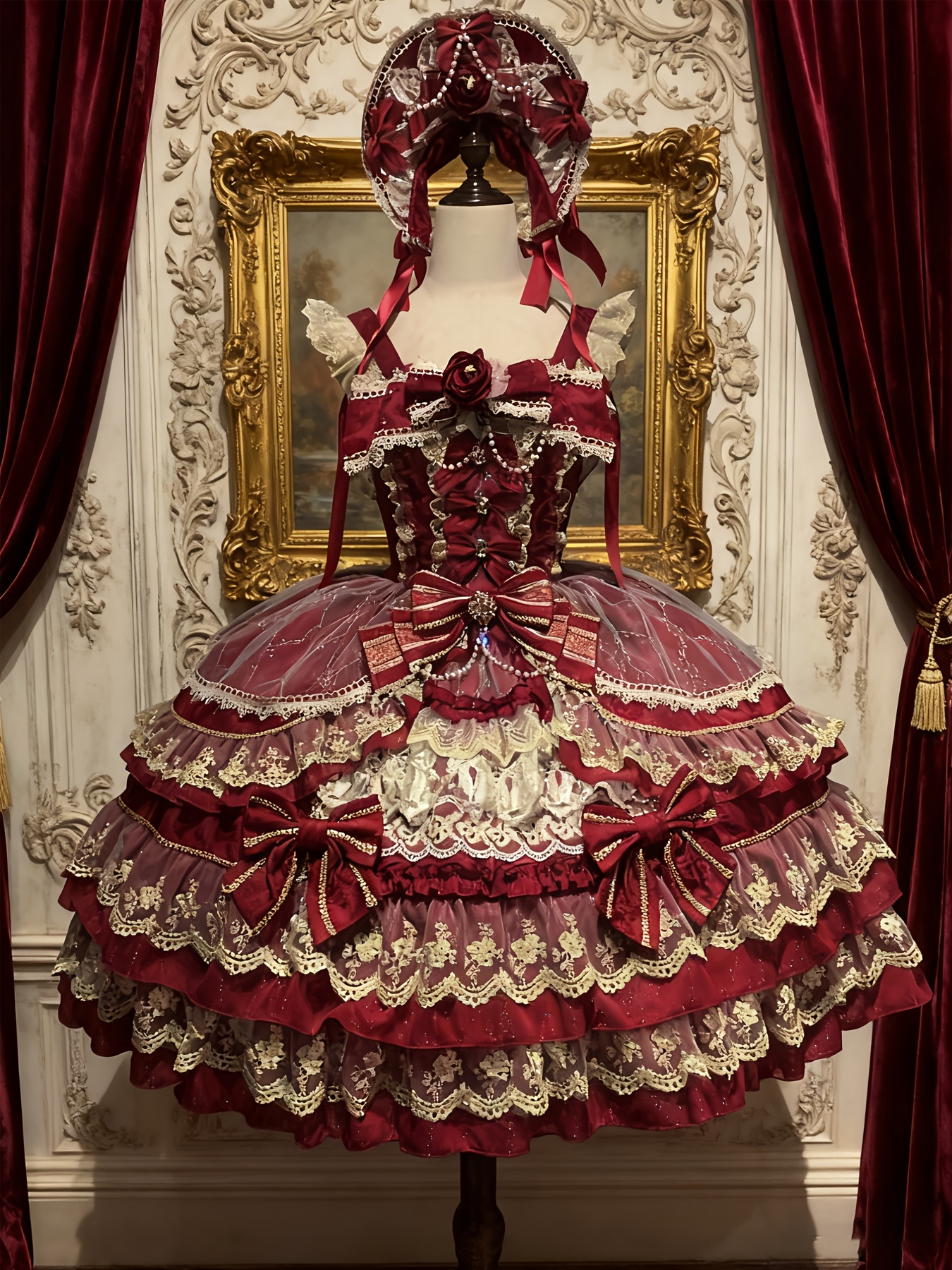 open lace back dress Men’s Red Cotton French Rococo 3PC Suit (HS-25)