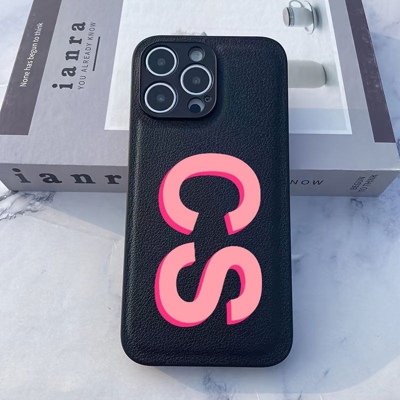 TEMU Personalized Customized Name Initials Letters Case Compatible With Iphone 11 12 13 17 Pro Max Faux Leather 3d Luxury Color Big Letters Cover 13