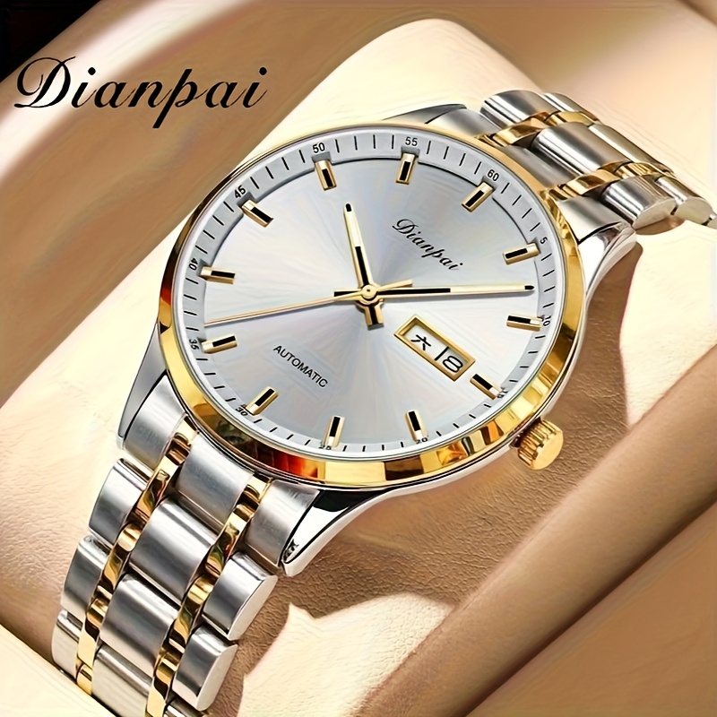 Image of A Sophisticated Traditional Men's Featuring A Luminous Calendar, With A Stainless , Making It An Ideal Present For Men, The Dianpai Automatic Mechanical Watch For Business, Without Battery