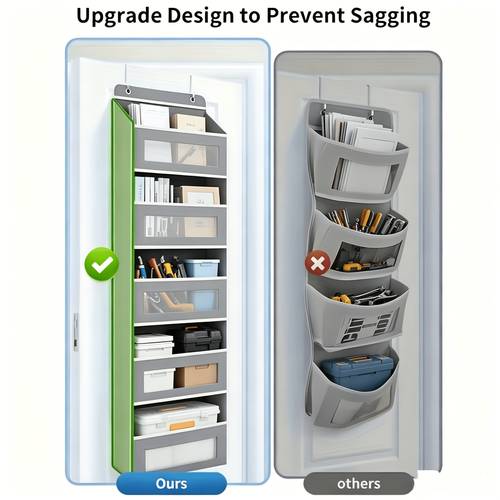 multi layer foldable wall mounted storage organizer with mesh pockets and hooks large capacity stackable fabric box suitable for doors walls space saving solution neutral for bedroom bathroom kitchen