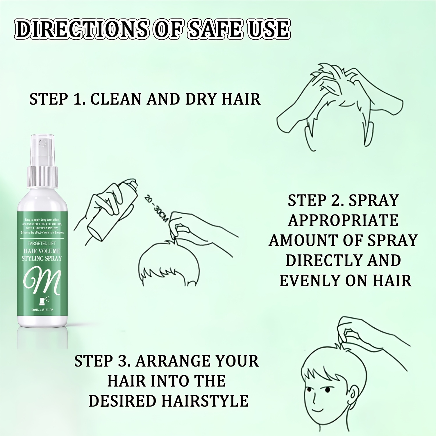 Hair Volume Styling Spray with Keratin & Oils