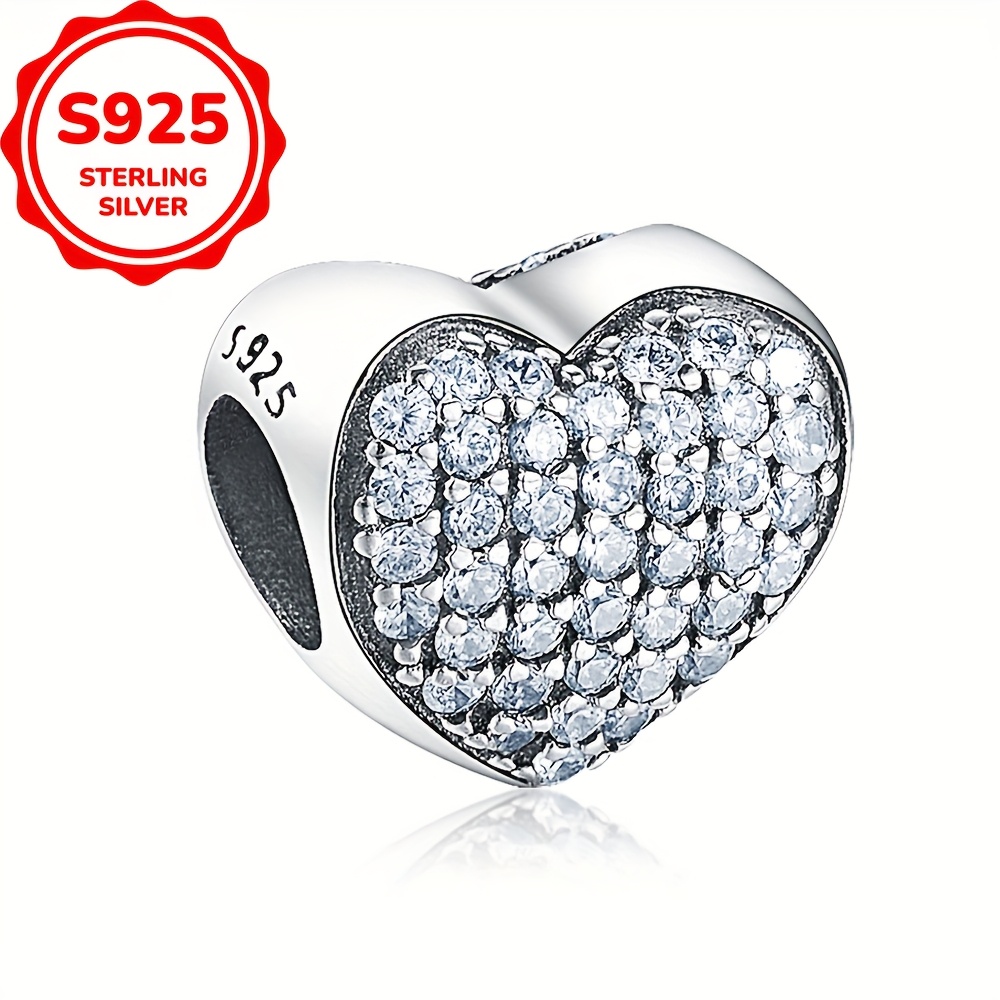 1pc 925 Sterling Silver Heart Shaped Fashion Beads For Original Bracelets And Necklaces Women Jewelry Gift Or Parties Additions