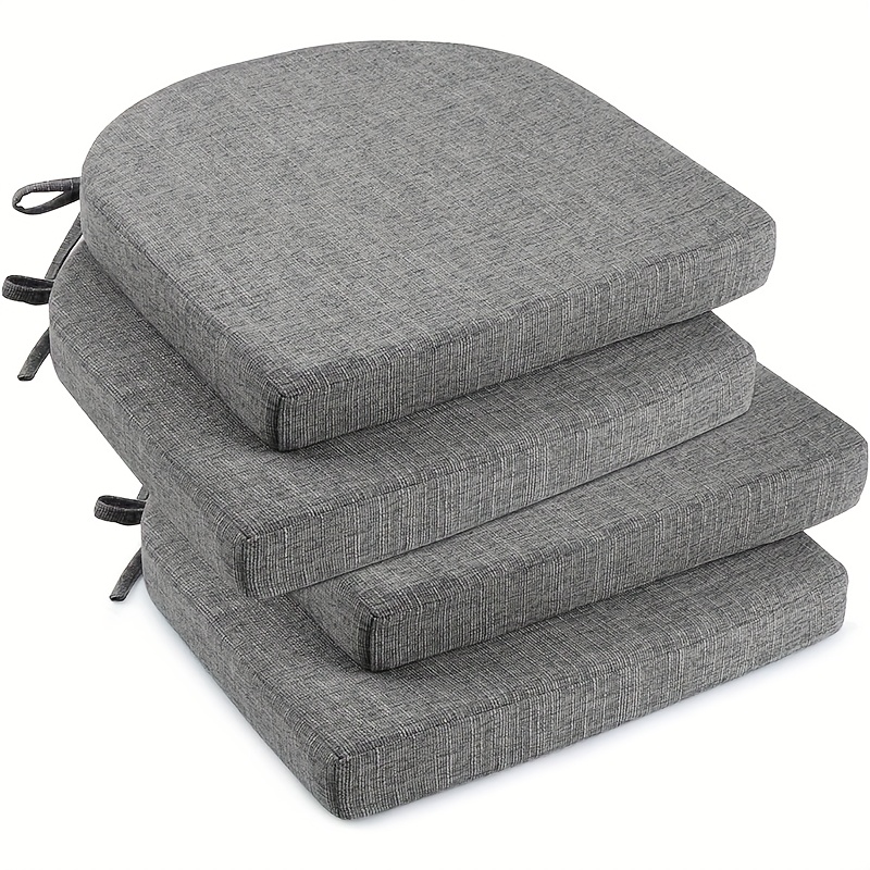 dining room chair cushions with ties polyurethane foam no slip seat cushion and kitchen chair pad with machine washable cover 16 5 x 16 2 inches non slip chair cushion light gray