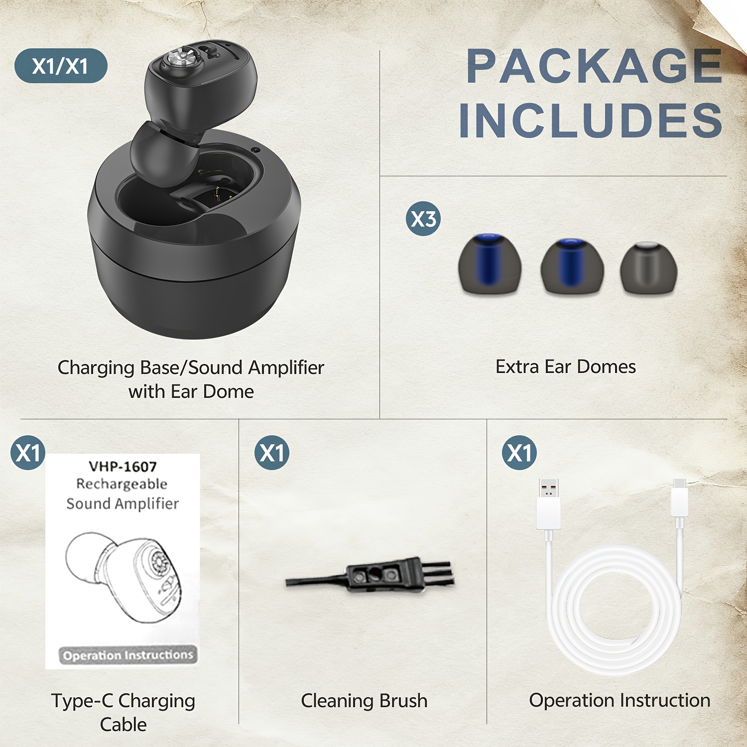 WEIYII Sound Amplifier Earphone Charging Box And High-performance Chip Hearing Amplifiers, USB Interface For Convenient Charging, Long Battery Life Lightweight And Comfortable Suitable For Meetings, Social Occasions, Daily Life - Image 7