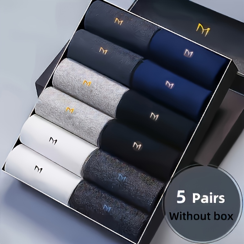 E-shop 10 Stück (5 Paare) Zufällige Herren Socken, Ganzjahres Frühlings-/Sommer Business Socken, Atmungsaktiv und Feuchtigkeitstransportierend,