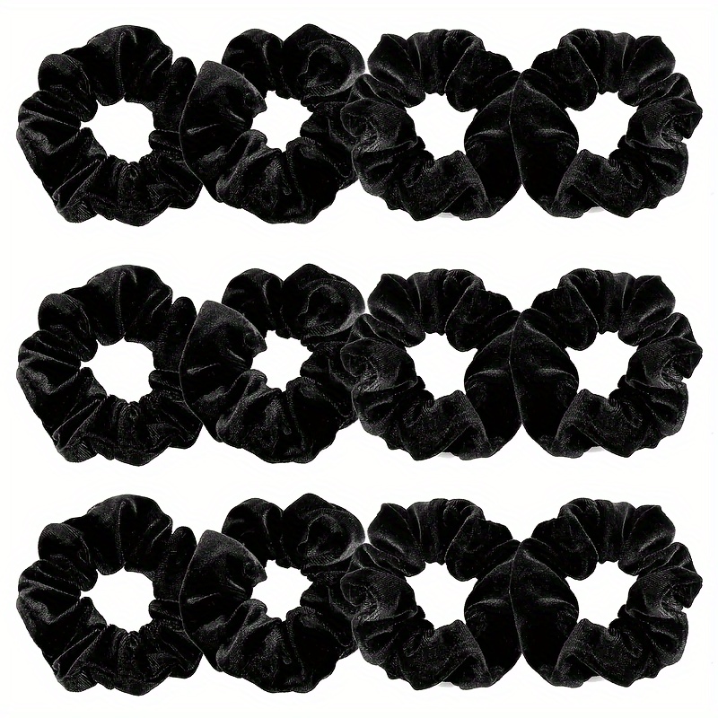 

12 Hair Scrunchies Set - Minimalist Style Solid Color Hair Ties For Women, Hair Bands For All Hair Types, Suitable For 14+, Ideal For Thanksgiving Day Gifting