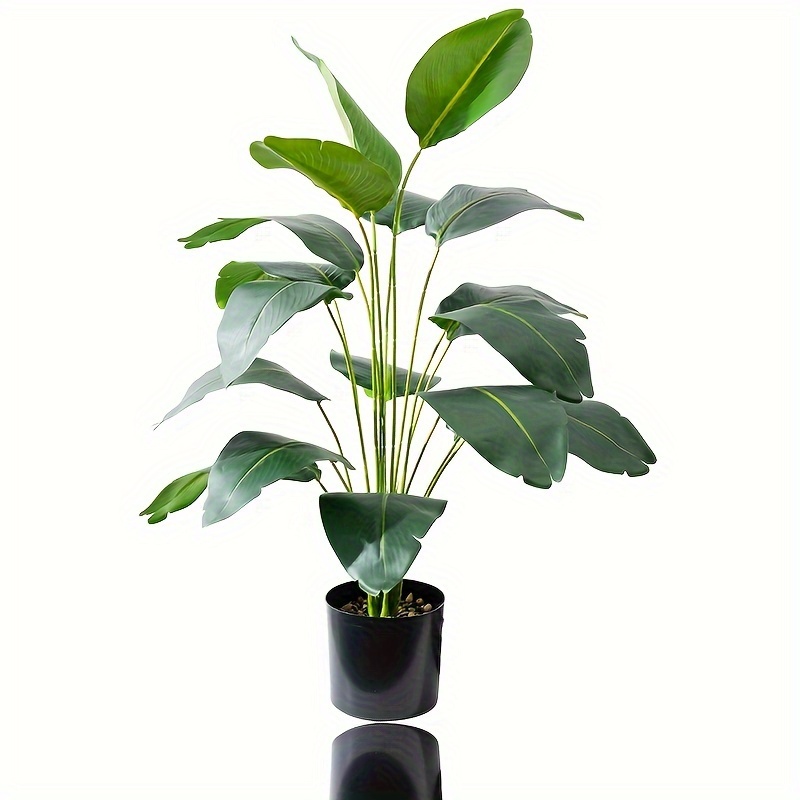 

Large Faux Banana Plant With Pot - 18 Leaves, Nordic-inspired Home Decor For Living Room & Office, Perfect For Halloween/christmas/easter