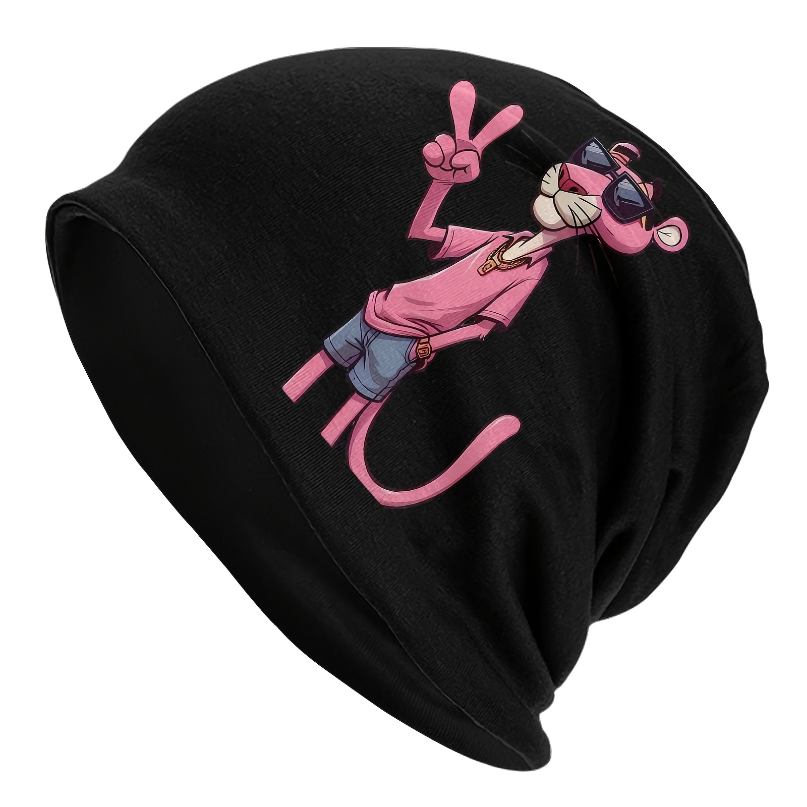 

1pc Funky Pink Skullies & Beanies, Soft Stretchy Polyester , Knit Ski Caps, Non-woven, Hand Washable, Autumn Spring Bonnet Hats For Men And Women